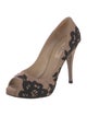 Valentino Suede Lace Pattern Pumps