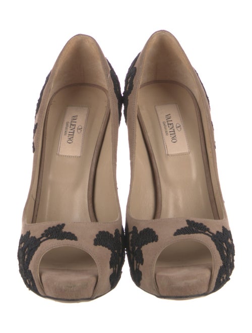 Valentino Suede Lace Pattern Pumps