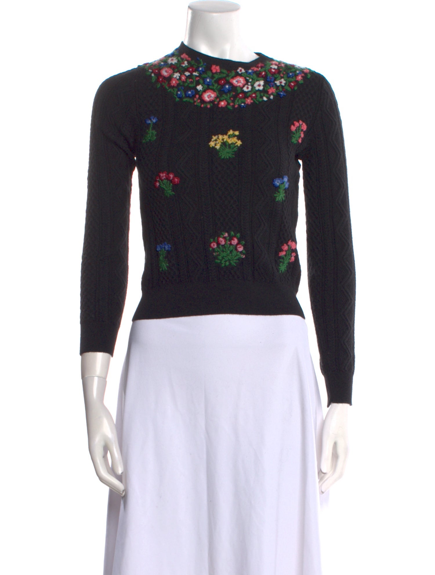 Valentino Virgin Wool Floral Print Sweater