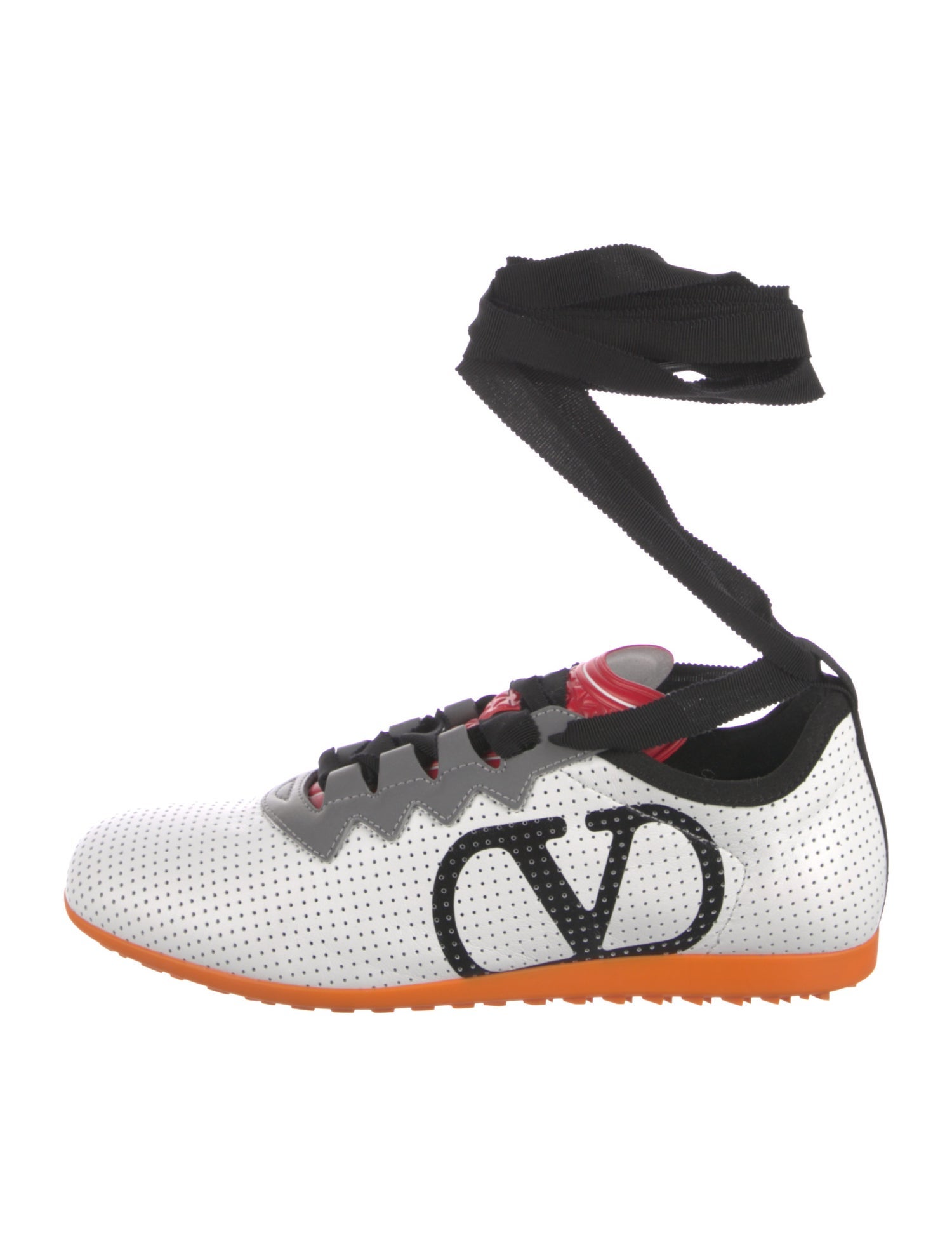 Valentino Leather Colorblock Pattern Sneakers