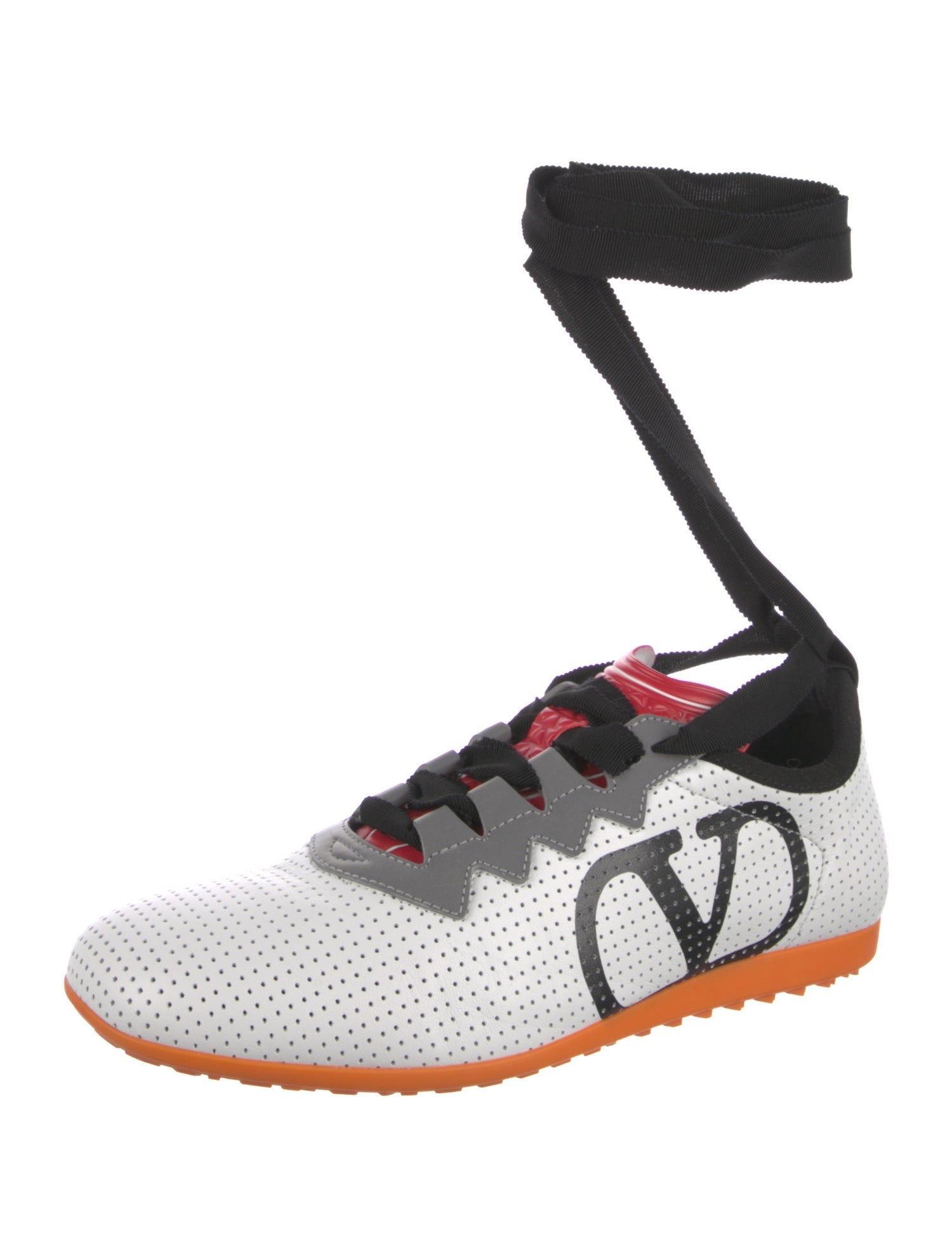 Valentino Leather Colorblock Pattern Sneakers