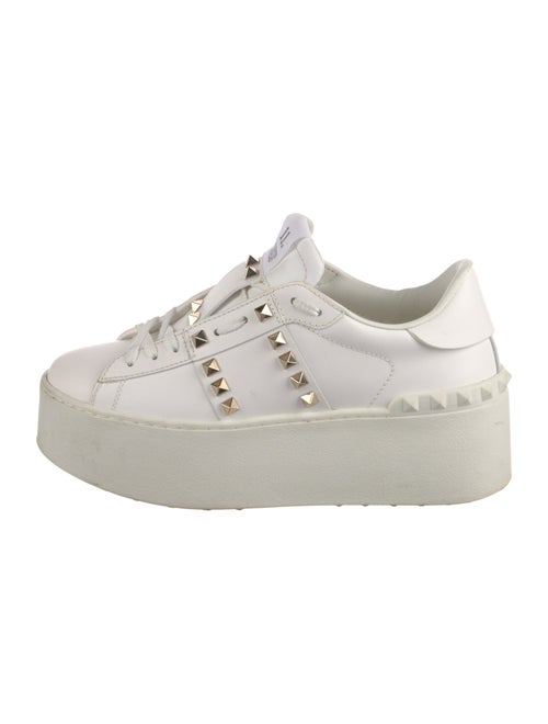 Valentino Rockstud Accents Leather Sneakers