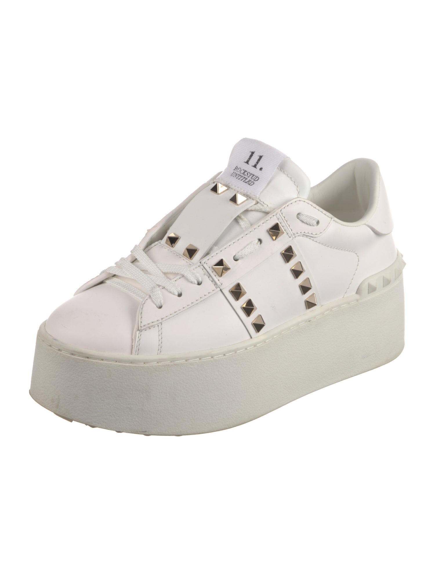 Valentino Rockstud Accents Leather Sneakers