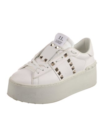 Valentino Rockstud Accents Leather Sneakers