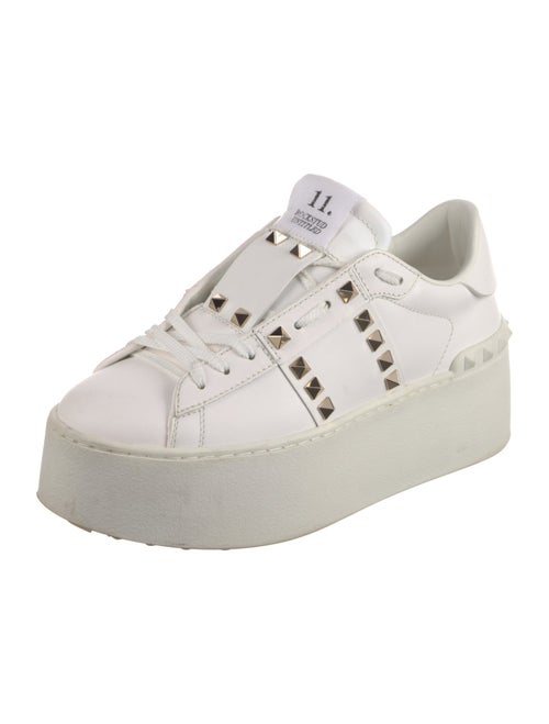 Valentino Rockstud Accents Leather Sneakers