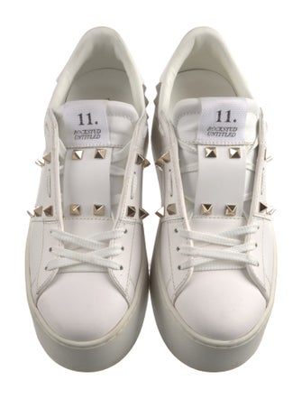 Valentino Rockstud Accents Leather Sneakers