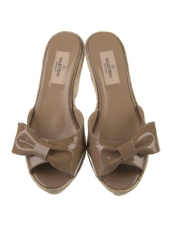 Valentino Patent Leather Bow Accents Espadrilles