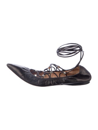 Valentino Rockstud Accents Leather Ballet Flats