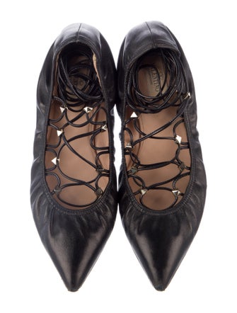 Valentino Rockstud Accents Leather Ballet Flats