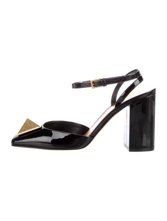 Valentino Rockstud Accents Patent Leather Slingback Pumps