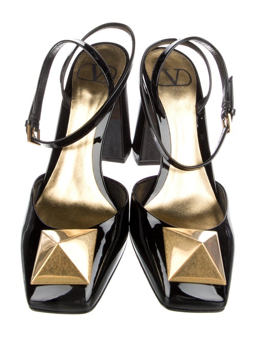 Valentino Rockstud Accents Patent Leather Slingback Pumps