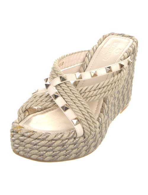 Valentino Rockstud Accents Leather Espadrilles