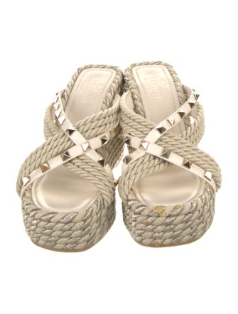 Valentino Rockstud Accents Leather Espadrilles