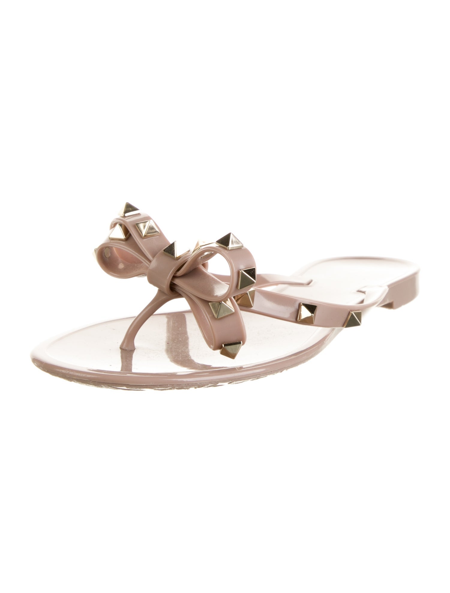 Valentino Rockstud Accents Bow Accents Flip Flops