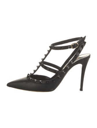 Valentino Rockstud Accents Leather T-Strap Sandals