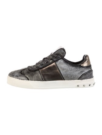 Valentino Rockstud Accents Ponyhair Sneakers