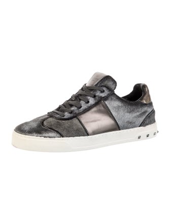 Valentino Rockstud Accents Ponyhair Sneakers