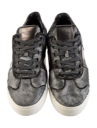 Valentino Rockstud Accents Ponyhair Sneakers