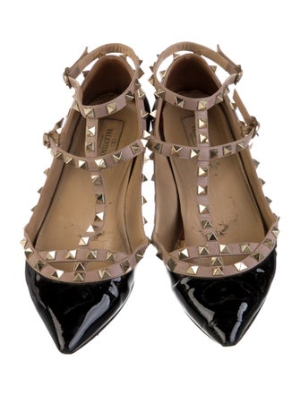 Valentino Rockstud Accents Patent Leather Ballet Flats