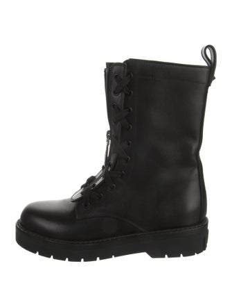 Valentino Rockstud Accents Leather Combat Boots