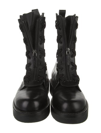 Valentino Rockstud Accents Leather Combat Boots