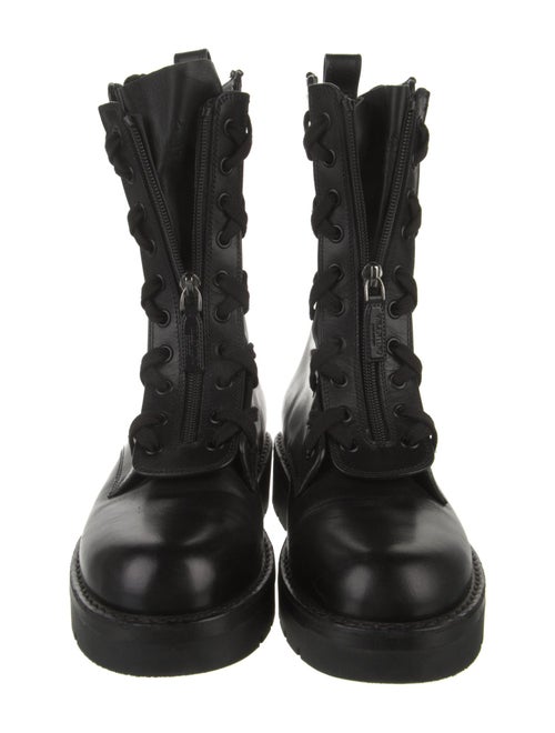 Valentino Rockstud Accents Leather Combat Boots