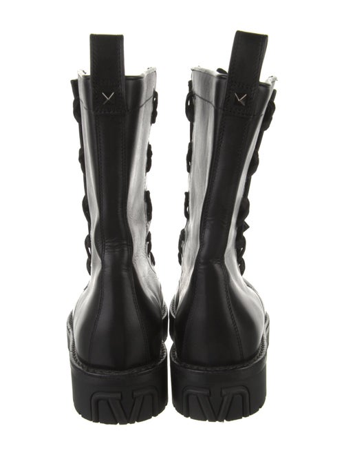 Valentino Rockstud Accents Leather Combat Boots