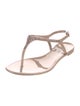 Valentino Rubber Crystal Embellishments T-Strap Sandals