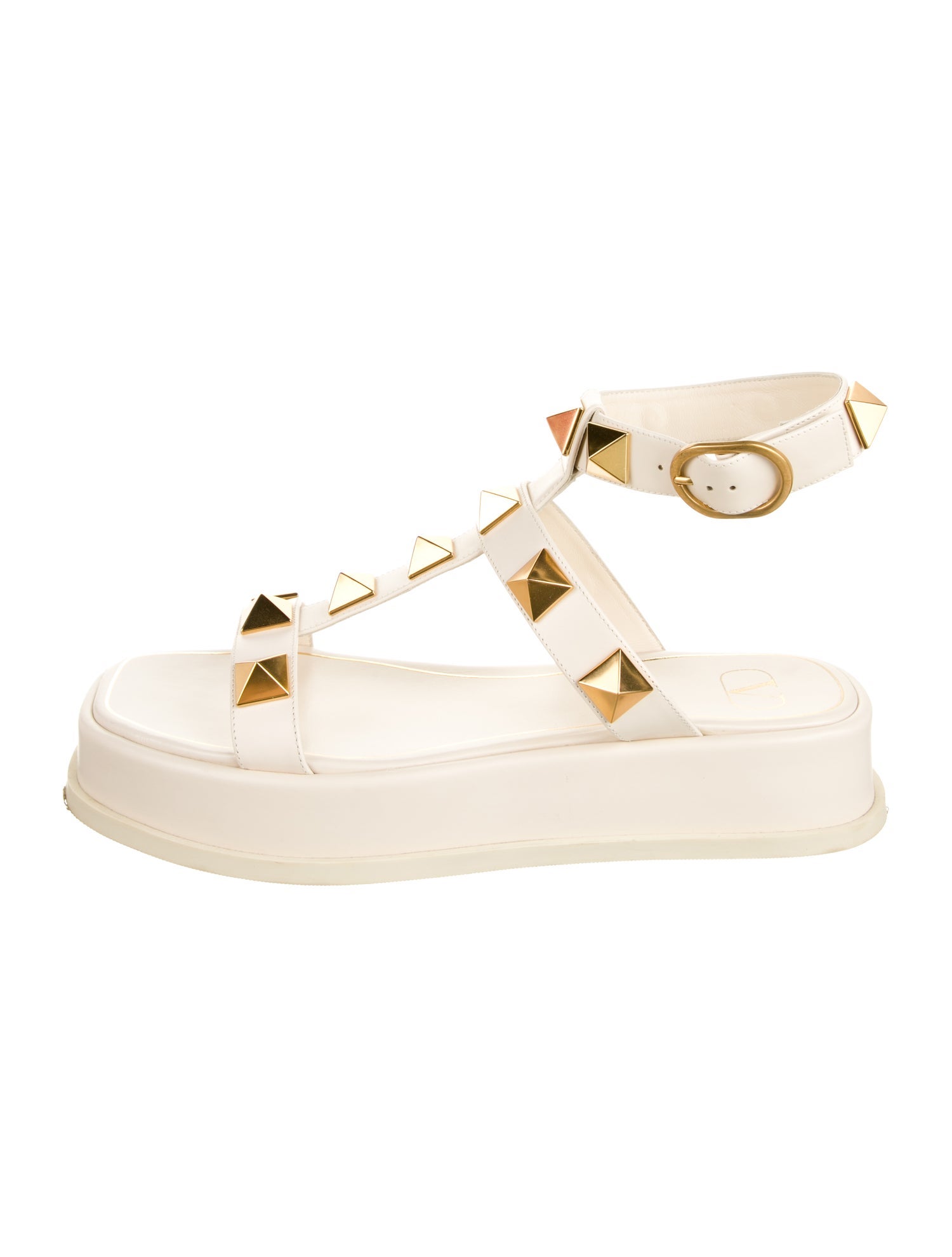 Valentino Leather Studded Accents Gladiator Sandals