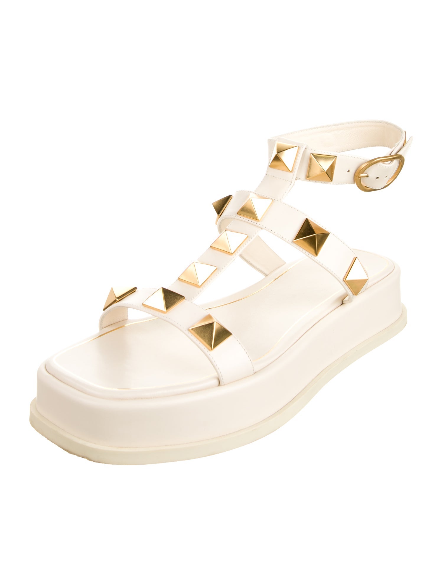 Valentino Leather Studded Accents Gladiator Sandals