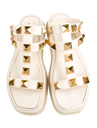 Valentino Leather Studded Accents Gladiator Sandals