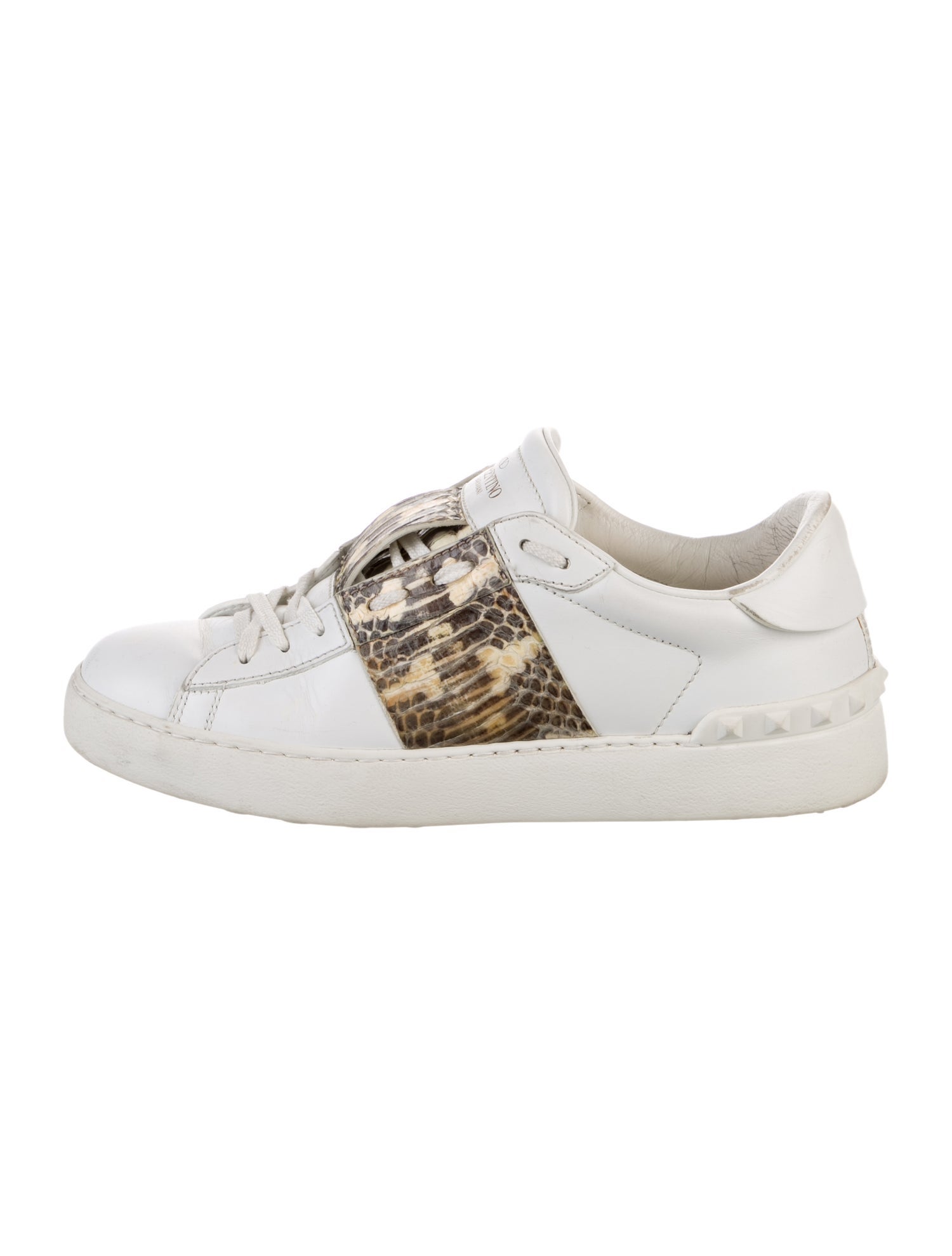 Valentino Rockstud Accents Leather Sneakers