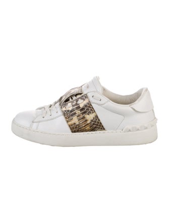 Valentino Rockstud Accents Leather Sneakers