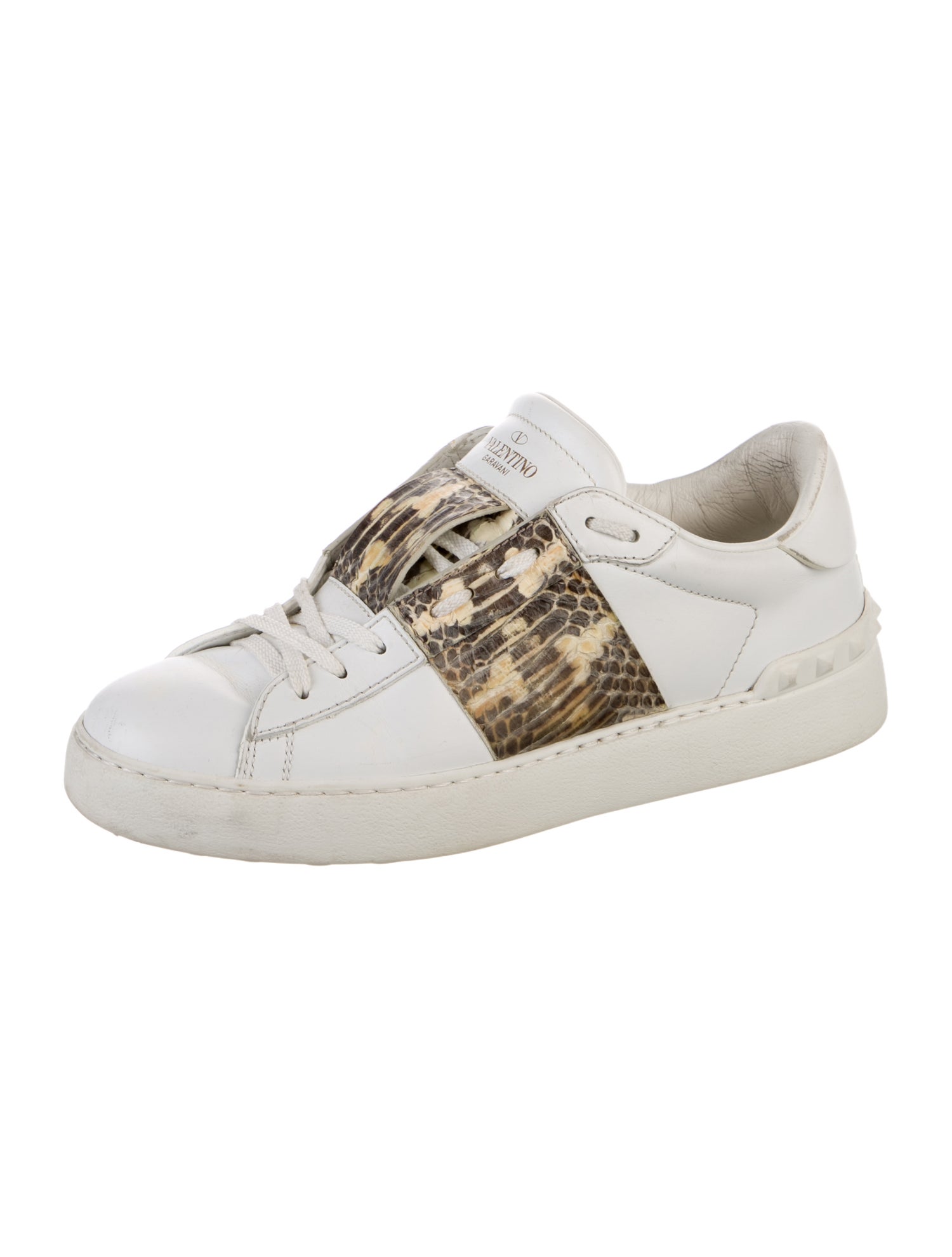 Valentino Rockstud Accents Leather Sneakers