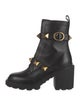 Valentino Rockstud Accents Leather Combat Boots