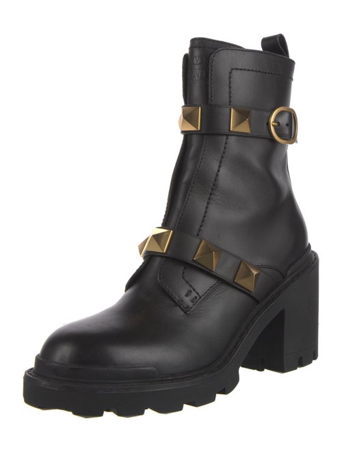 Valentino Rockstud Accents Leather Combat Boots
