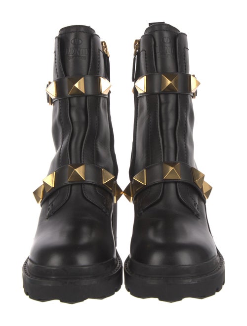 Valentino Rockstud Accents Leather Combat Boots