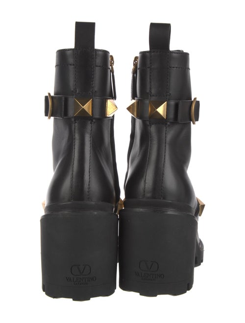 Valentino Rockstud Accents Leather Combat Boots