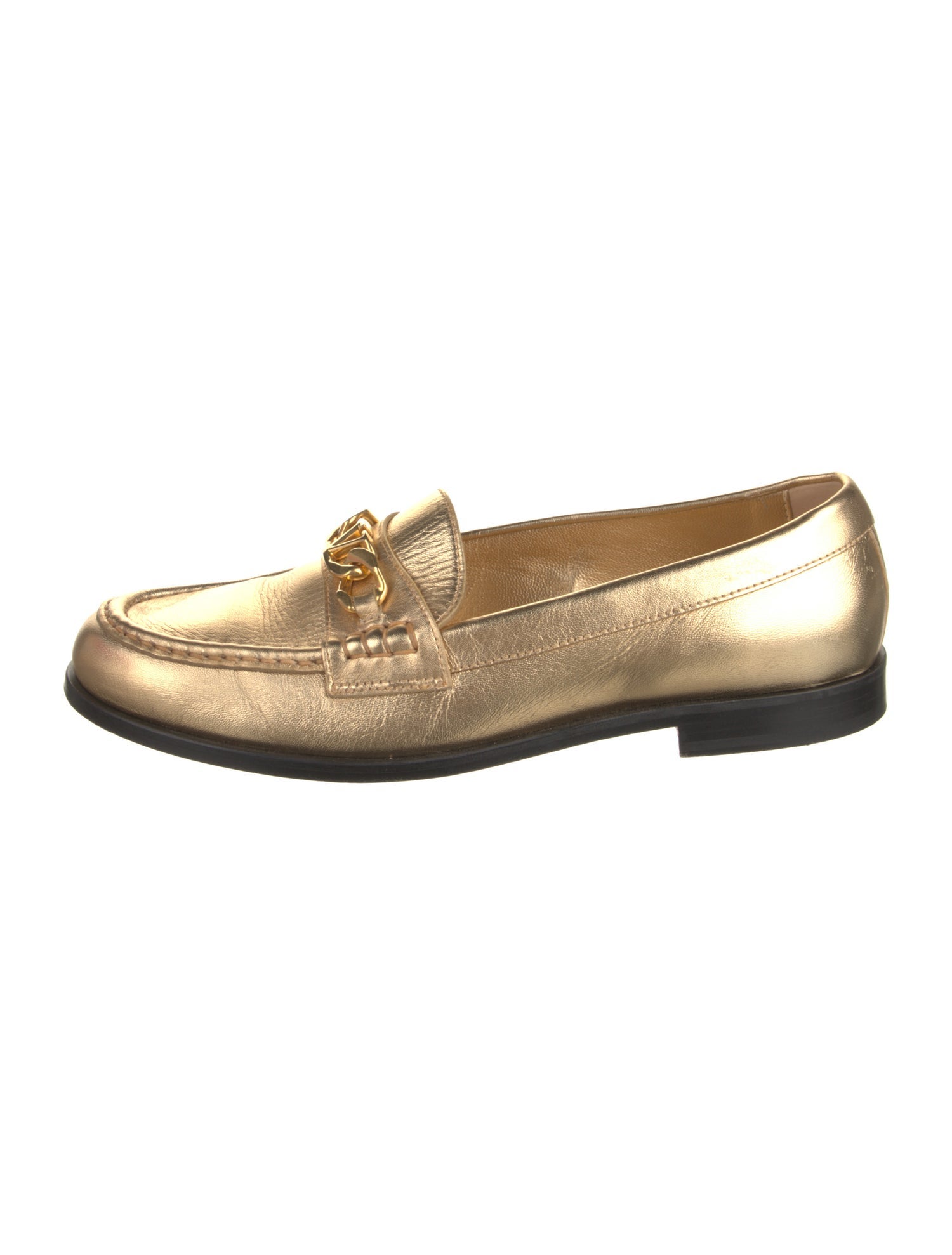 Valentino Leather Chain-Link Accents Loafers