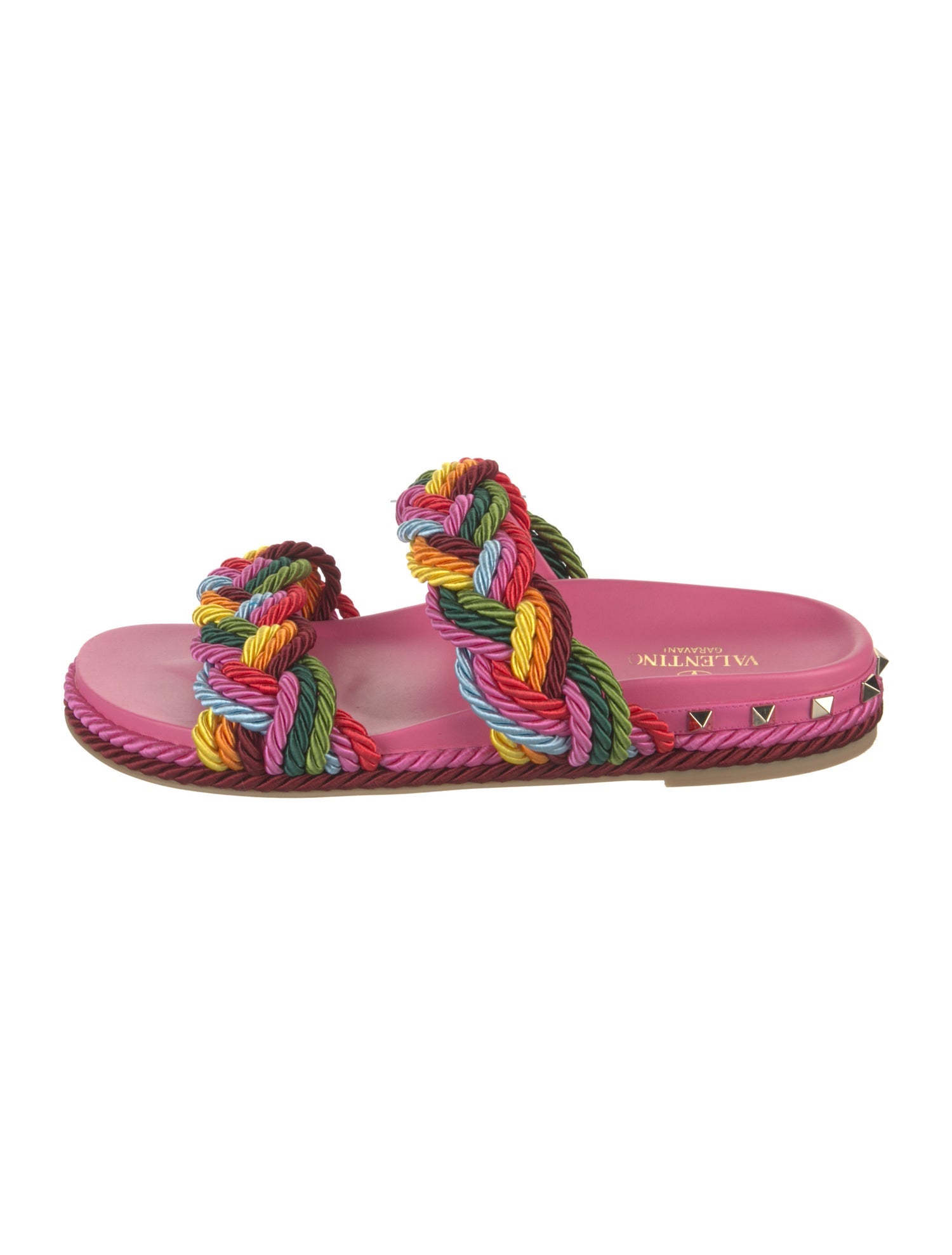 Valentino Rockstud Accents Patterned Slides