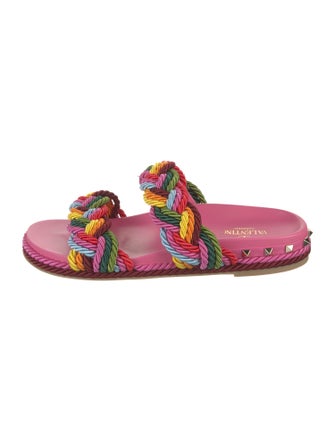 Valentino Rockstud Accents Patterned Slides