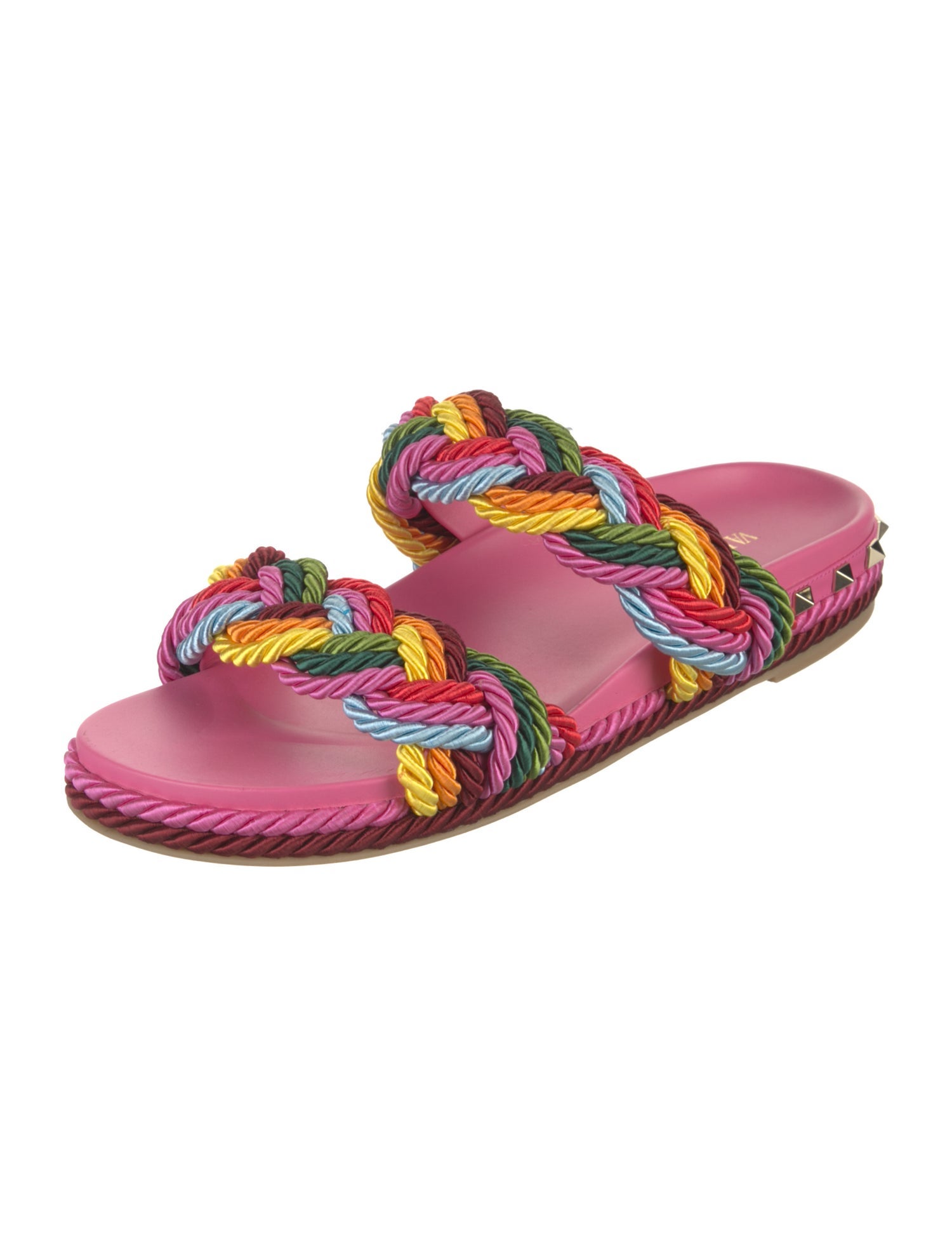 Valentino Rockstud Accents Patterned Slides