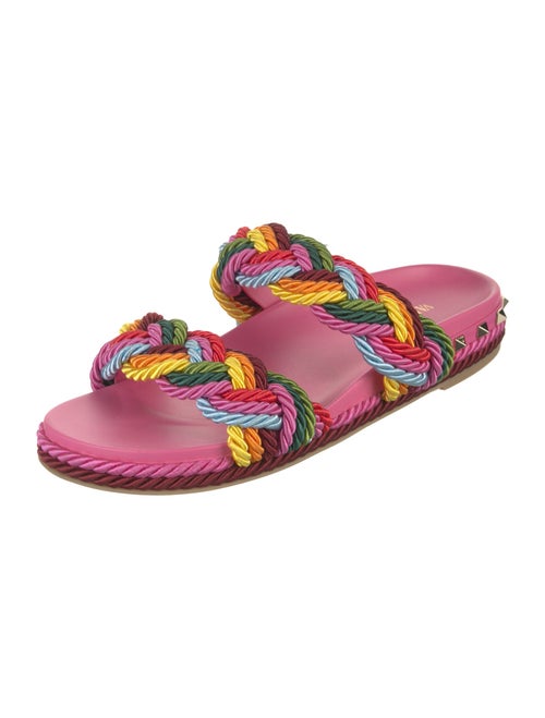 Valentino Rockstud Accents Patterned Slides