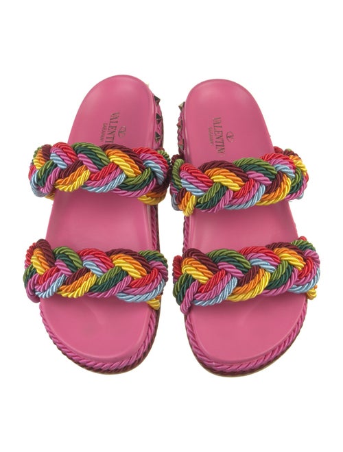 Valentino Rockstud Accents Patterned Slides