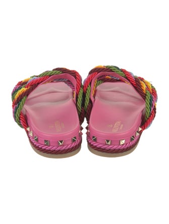 Valentino Rockstud Accents Patterned Slides