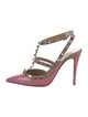 Valentino Rockstud Accents Patent Leather T-Strap Pumps