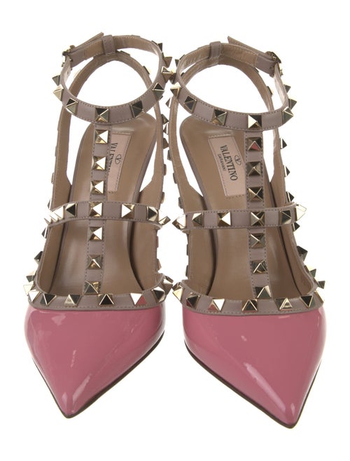 Valentino Rockstud Accents Patent Leather T-Strap Pumps