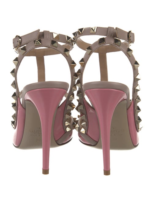 Valentino Rockstud Accents Patent Leather T-Strap Pumps