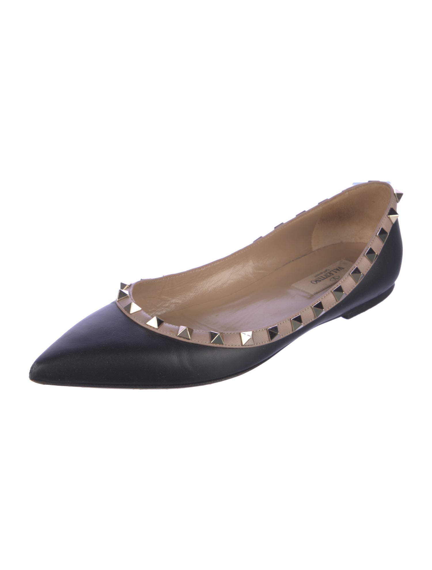 Valentino Rockstud Accents Leather Ballet Flats