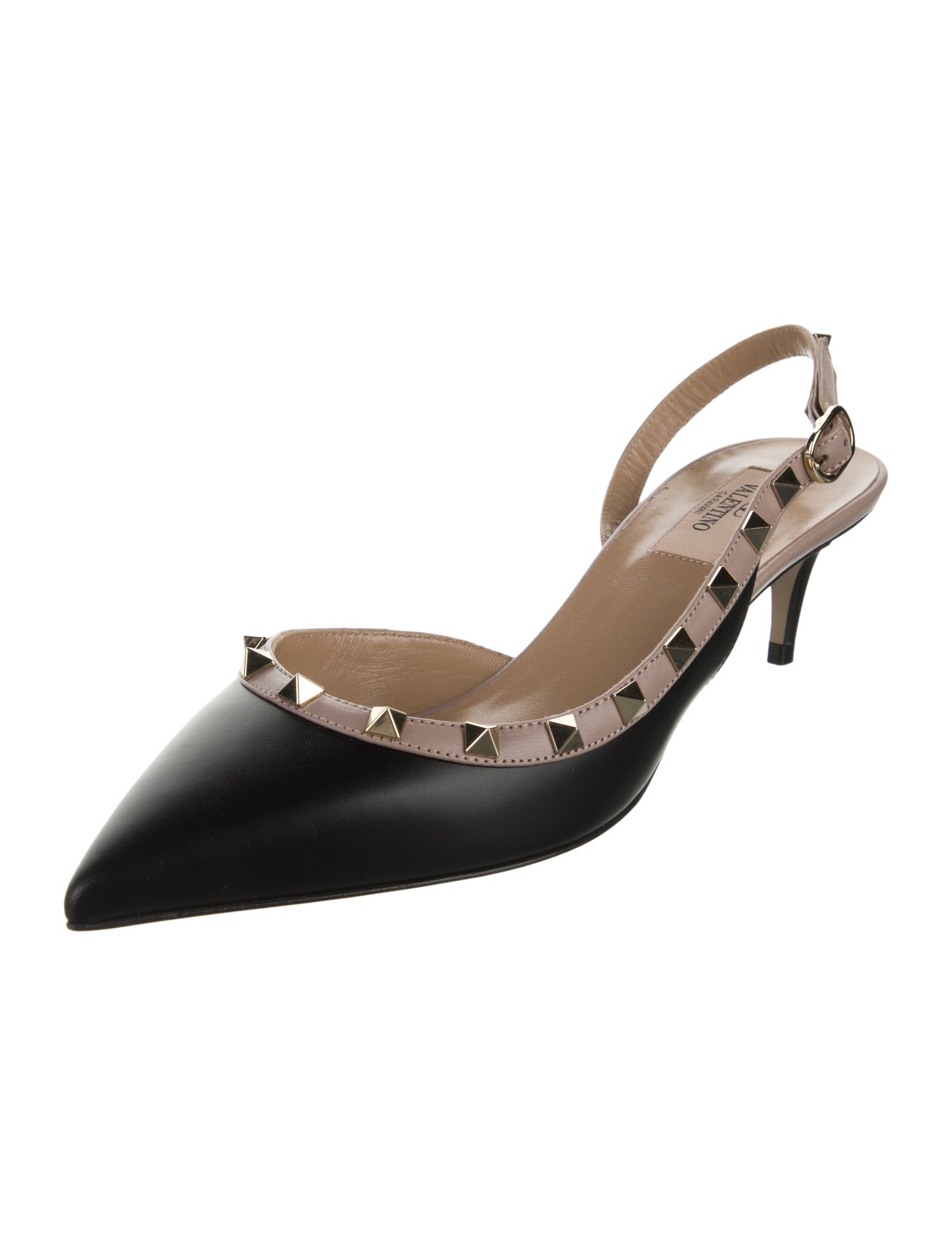 Valentino Rockstud Accents Leather Slingback Pumps